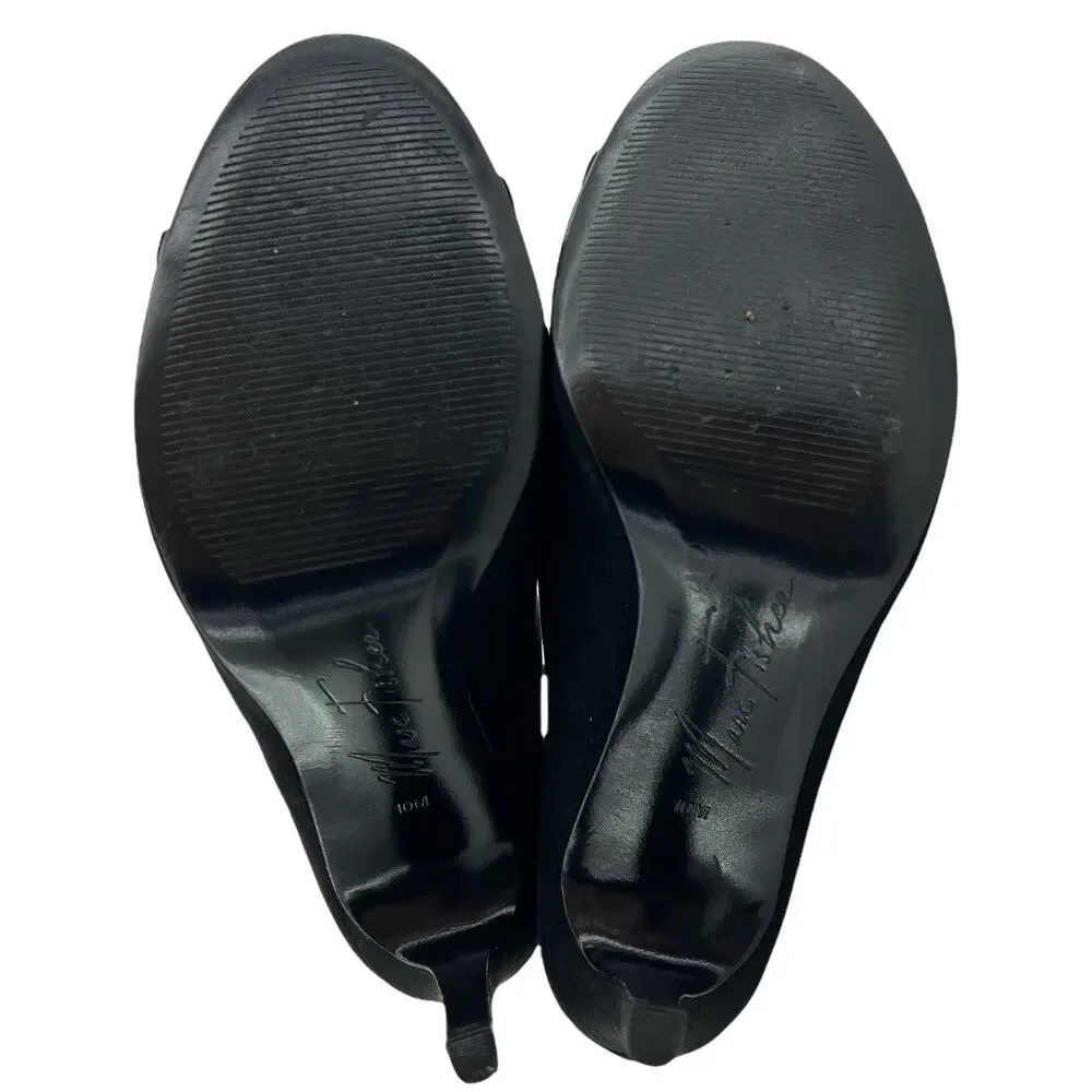 Marc Fisher (10) Urbana Black Faux Suede Lace Up Caged Stiletto Ankle Booties - Picture 8 of 11